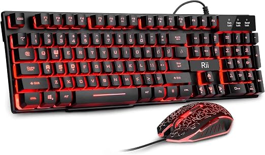 Rii Gaming Keyboard and Mouse Set,3-LED Backlit(RK108)